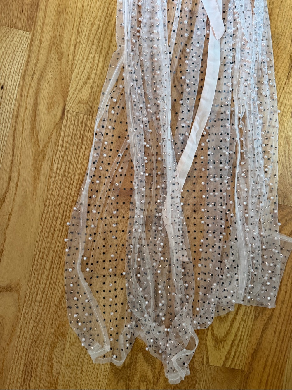 Blush Pink Mesh Pearl Rhinestone Duster Cardigan Cover-Up Size M - Picture 7 of 12